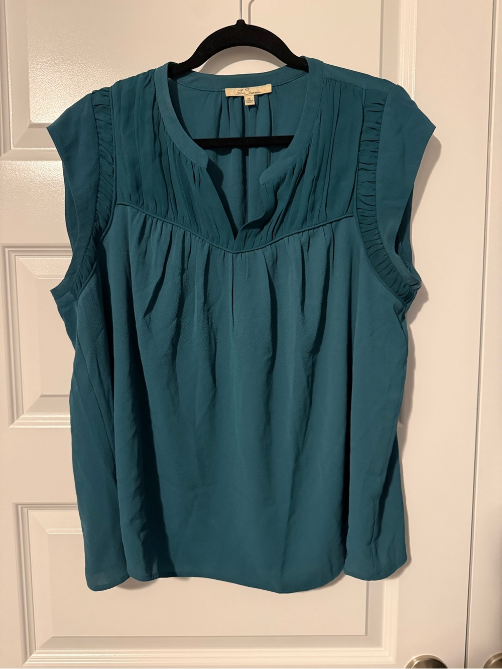 Sleeveless Teal Pintuck Camisole -